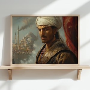 Stampa artistica di Mehmed II il Conquistatore - Decorazione murale dell'Impero Ottomano, poster storico di Costantinopoli, regalo d'arte mediorientale d'epoca