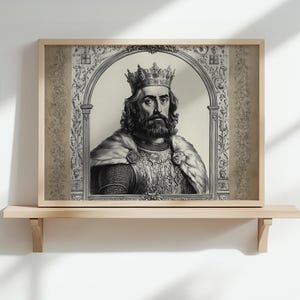 Stampa con incisione di Carlo Magno / Decorazione artistica di Carlo Magno / Arte murale della dinastia carolingia / Regalo storico del Sacro Romano Impero