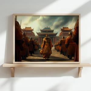 Kublai Khan Print – Mongol Empire Art Poster, Ceremonial Court Scene Wall Decor, Historical Asian Empire Illustration