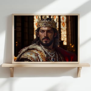 Stampa del ritratto di Ottone il Grande - Stampa murale del Sacro Romano Impero di Ottone I, decorazione reale medievale, opera d'arte storica da regalo