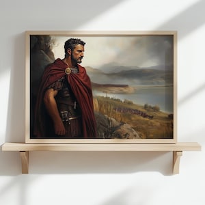 Poster di Annibale Barca - Stampa storica in stile barocco, Arte dell'imboscata romana, Decorazione murale di guerra antica, Scena del lago Trasimeno cartaginese