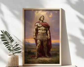 Spartacus Gladiator Art Print, Heroic Roman Warrior Portrait