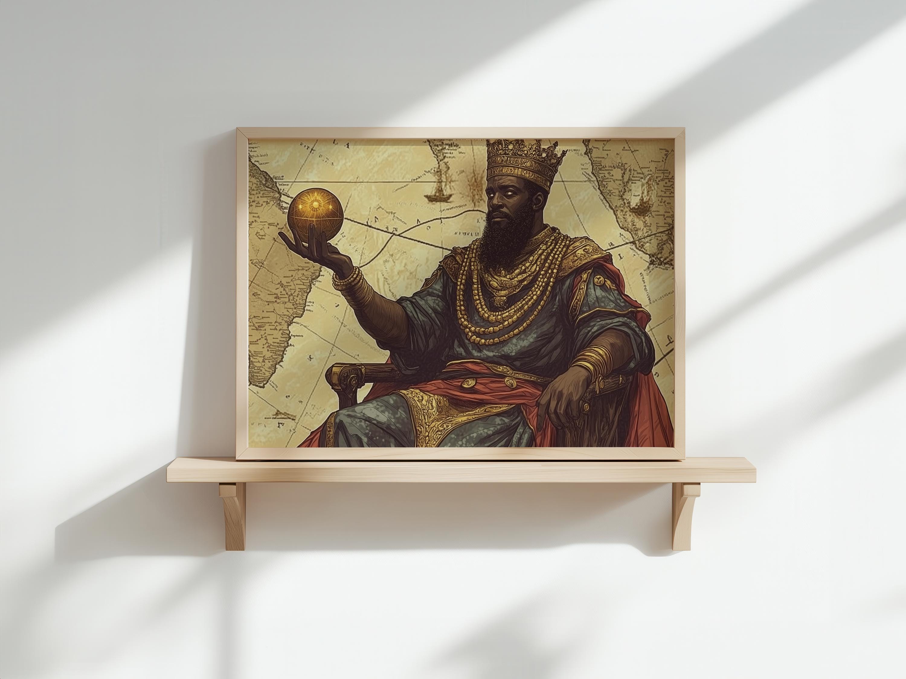 絵画 Majesty of a king Mansa Musa Art Print: Mali Empire King, Medieval Map Decor - Etsy