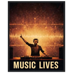 Music Lives - Mounted Framed Poster Series | Perfect Gift for Music Lovers | Modern Wall Decor