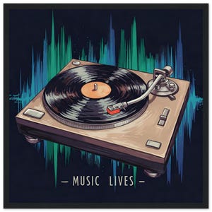 Music Lives - Mounted Framed Poster Series | Perfect Gift for Music Lovers | Modern Wall Decor