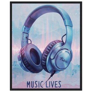 Music Lives - Mounted Framed Poster Series | Perfect Gift for Music Lovers | Modern Wall Decor