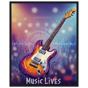Music Lives - Mounted Framed Poster Series | Perfect Gift for Music Lovers | Modern Wall Decor
