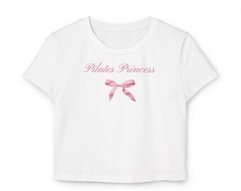 Camiseta de Pilates Princesa con Lazo para Bebé / Camiseta de Pilates Princesa, Bonita Camiseta de Entrenamiento, Regalo para Amantes del Fitness, Top Corto Moderno, Ropa Deportiva para Mujer