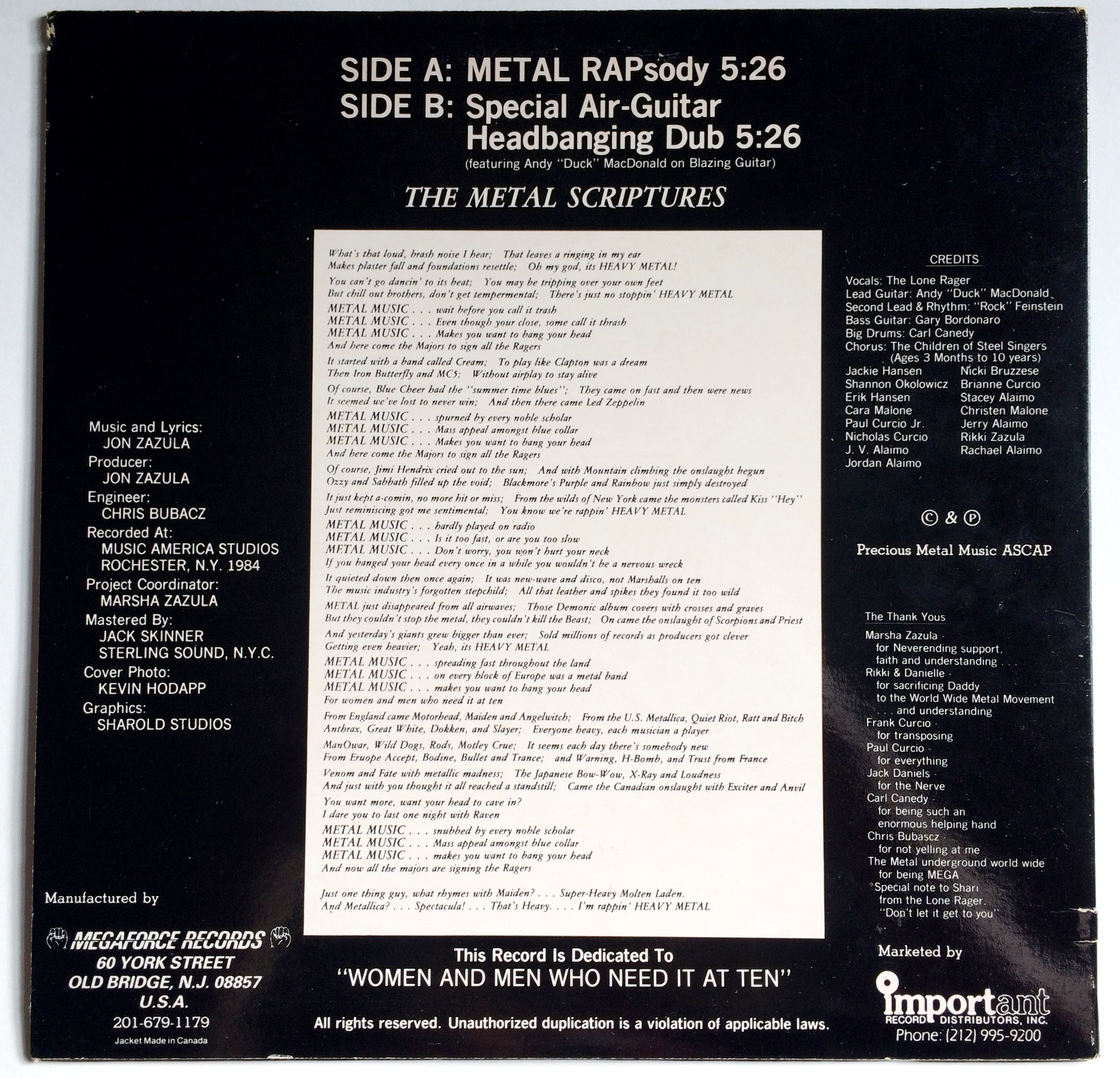 LONE RANGER Metal Rap Ep 1984 Megaforce Records Original Vintage Vinyl ...