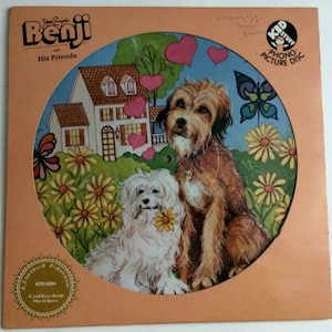 BENJI PICTURE DISC Lp 1974 Kid Stuff Records Original Vintage Vinyl Record Album image 1