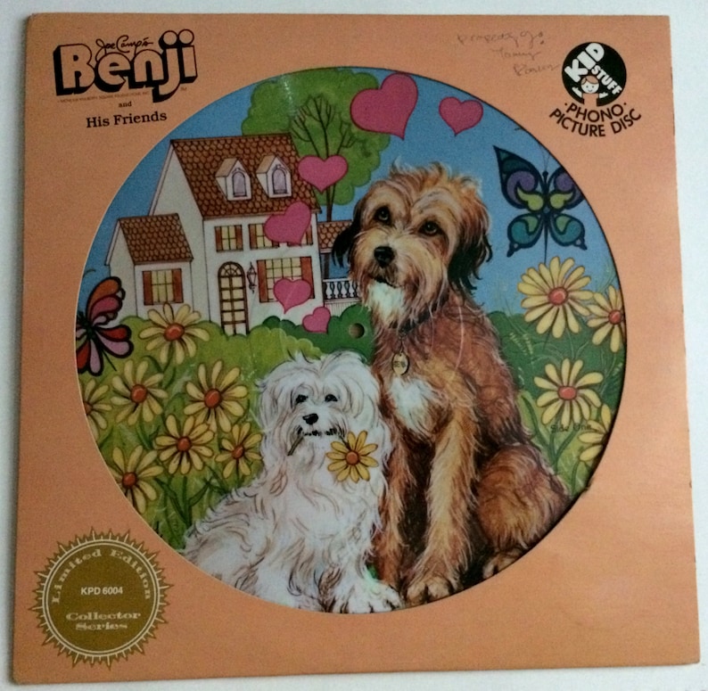 BENJI PICTURE DISC Lp 1974 Kid Stuff Records Original Vintage Vinyl Record Album image 1