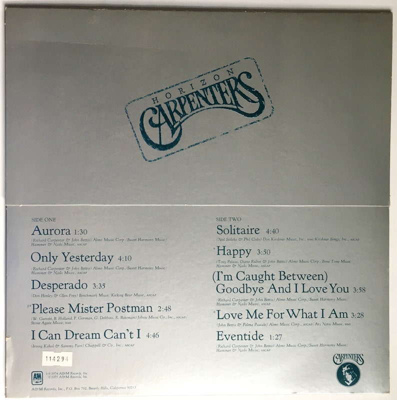 THE CARPENTERS Horizon Lp 1975 Original Vintage Vinyl Record Album image 2