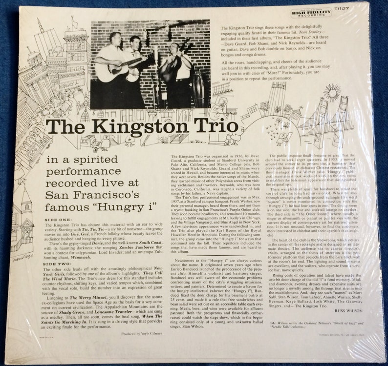 THE KINGSTON TRIO From the Hungry I 1959 Lp Original Vintage Vinyl Mono THE KINGSTON TRIO From the Hungry I 1959 Lp Original Vintage Vinyl Mono
