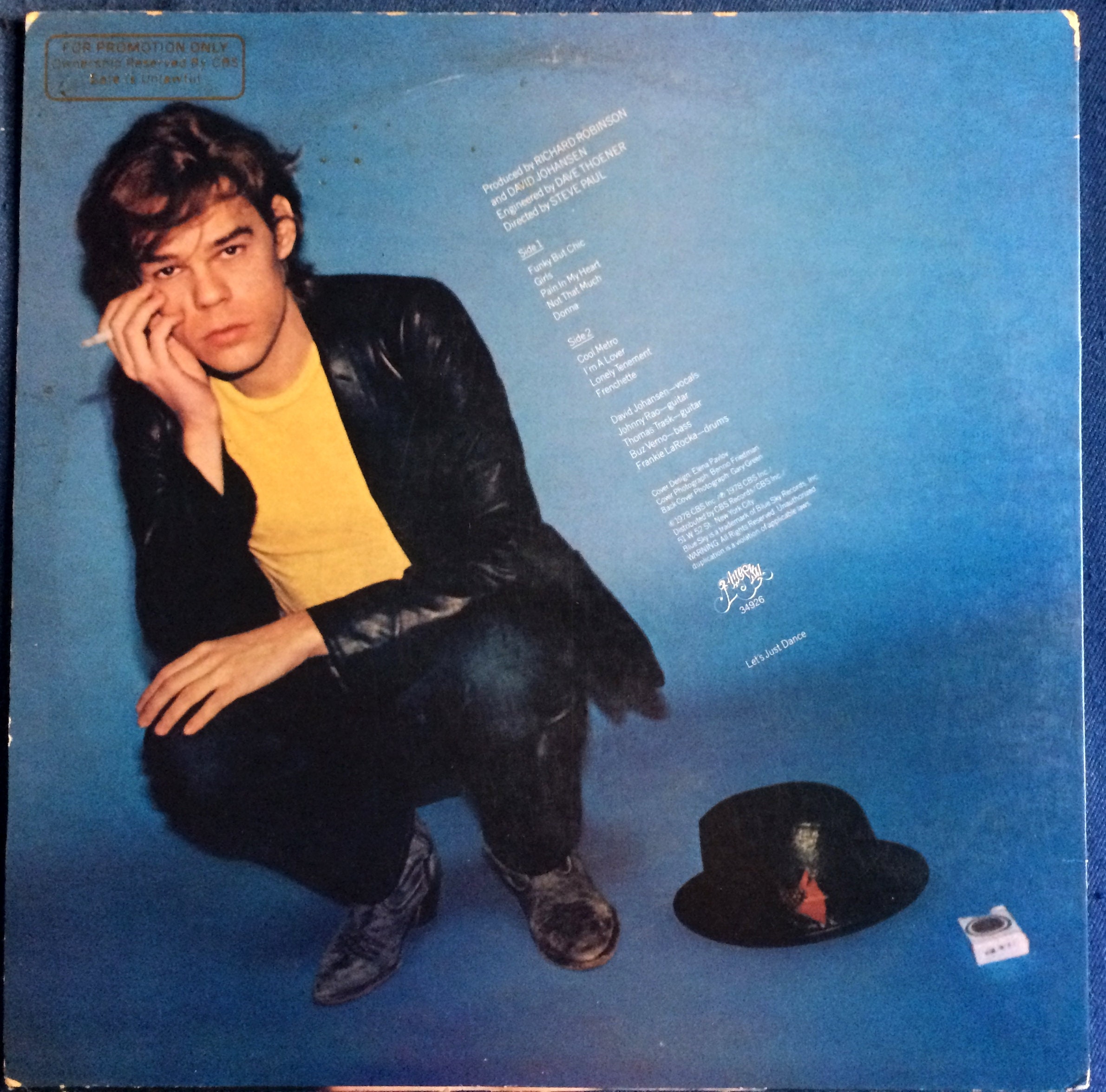 DAVID JOHANSEN of the New York Dolls First Solo Lp 1978 Original