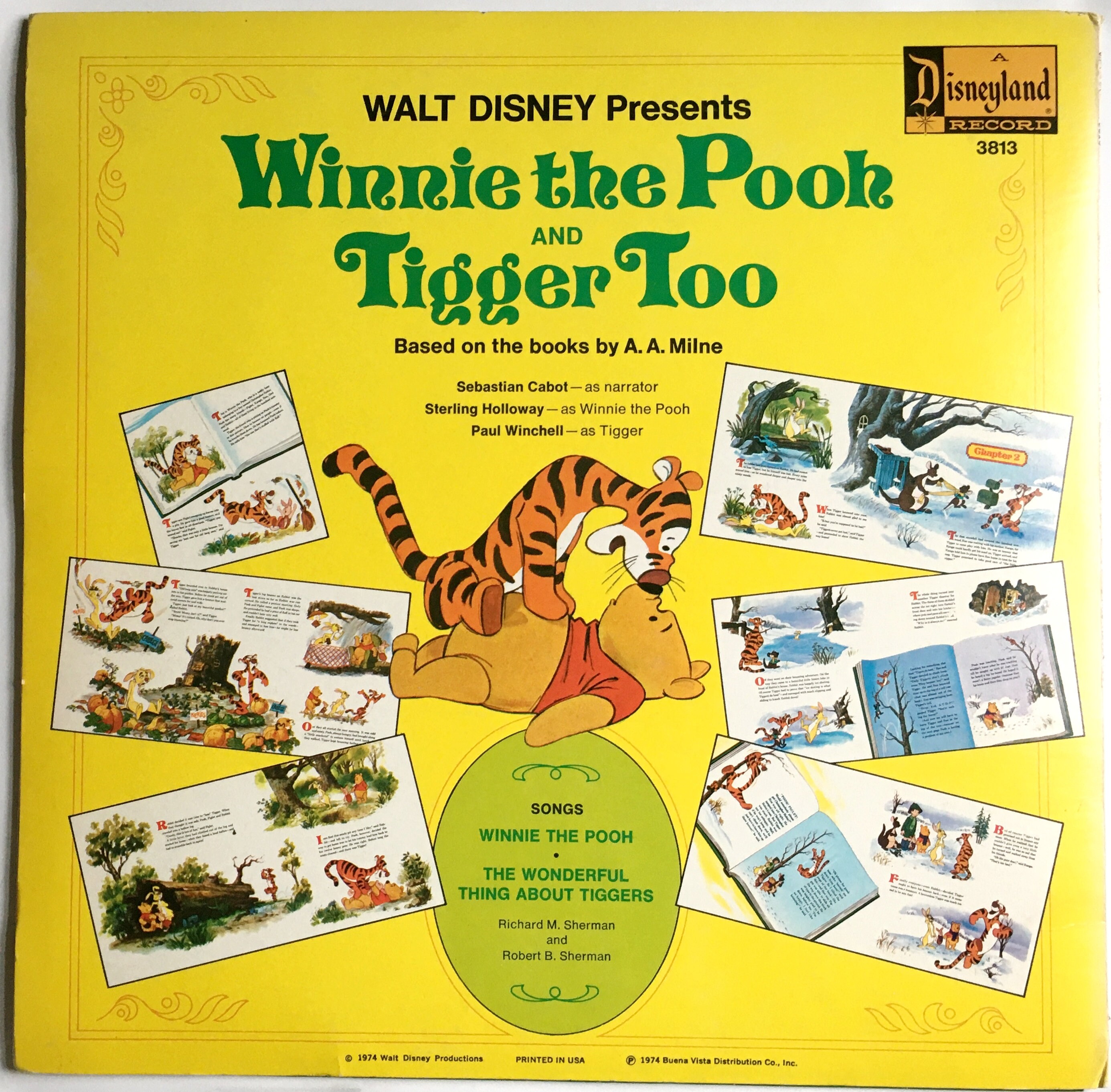 WINNIE THE POOH & Tigger Too Lp 1974 Disneyland Records Original