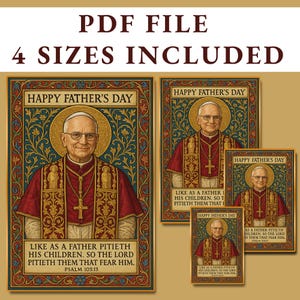 Biglietto religioso stampabile per la festa del papà – Salmo 103:13 – Download digitale cristiano – Arte sacra in stile medievale