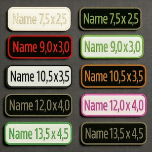 Toppa con nome personalizzato – Etichetta con nome ricamata – Sfondo bianco o nero – Velcro o da cucire – Toppa personalizzata per bambini, uniforme, zaino