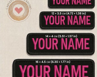 Embroidered Name Patch, Personalized Tag, Uniform Gear, Hook-and-Loop, Iron-On, Sew-On