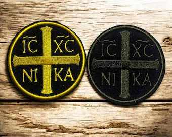 Christogram IC XC NIKA Jesus Christ – geborduurde patch orthodoxe os – klittenband / opstrijkbaar / vastgenaaid