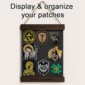 Patch Display Board | Hook-and-Loop Compatible Felt Panel | Wooden Frame Wall Hanger | Custom Engraving | 10x14 12x16