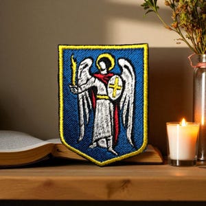 Archangel Michael Embroidered Patch | Guardian Angel Shield Badge | Christian Religious Patch | Tactical Morale Patch Velcro/Sew On