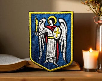 Archangel Michael Embroidered Patch | Guardian Angel Shield Badge | Christian Religious Patch | Tactical Morale Patch