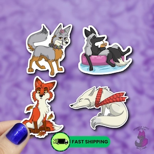 Fox Sticker Pack Fox Stationery Pack Seasonal Stickers Small Animal Stickers Small Gift Stocking Stuffer Grey Fox Lover Gift Cute Fox Gifts