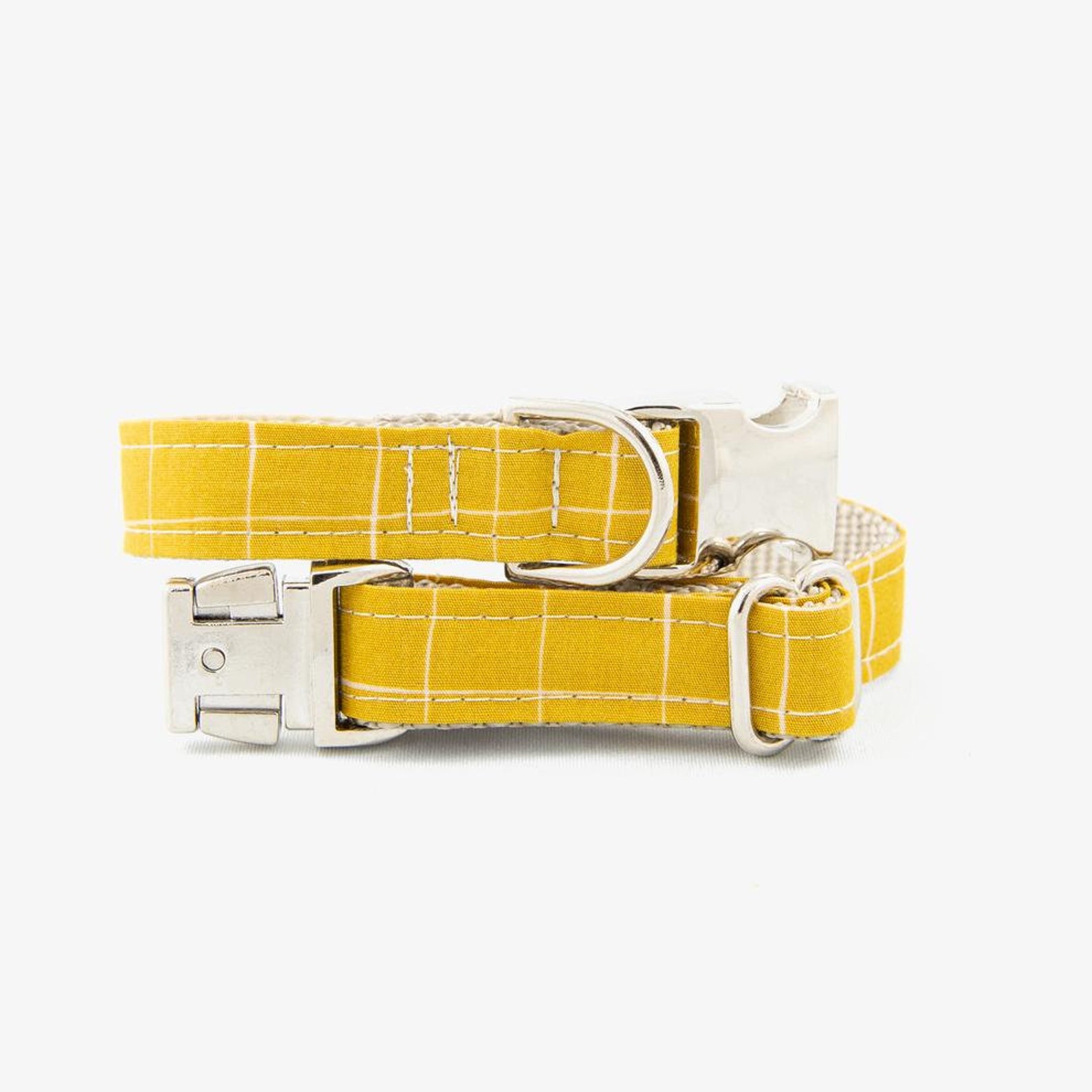 Yellow Dog Collar. Plaid Collar & Leash. Quick Release Dog Etsy