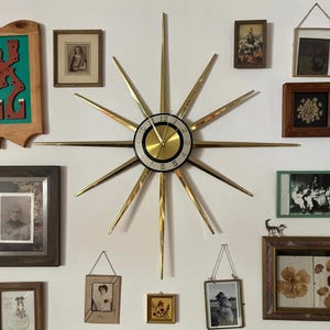 Vintage 1969 Starburst Clock | Robert Shaw Lux Time | 36” Brass Wall Clock | Mid Century Modern | WORKING | Original MCM Clock
