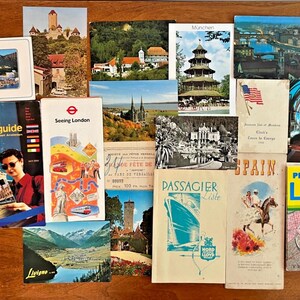 Lot de voyage vintage • Brochures et cartes postales pour l'Europe et l'Amérique du Sud • 25 pièces