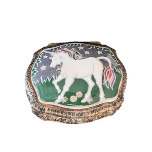 Vintage 1970s Westland Unicorn Music Box Wind‑Up Trinket Jewelry Box