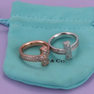 Bague Tiffany, bague d'anniversaire de mariage, bague cadeau d'anniversaire, bague de promesse minimaliste, unisexe