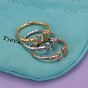 Tiffany open ring, simple double T ring, sterling silver commemorative ring, anniversary gift, birthday gift for her