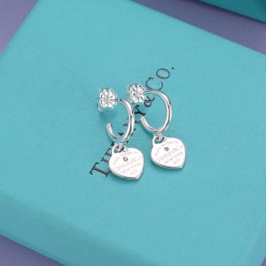 Orecchini Tiffany con diamanti a forma di cuore, orecchini in argento S925, orecchini portafortuna dal temperamento piccolo, regali per le amiche