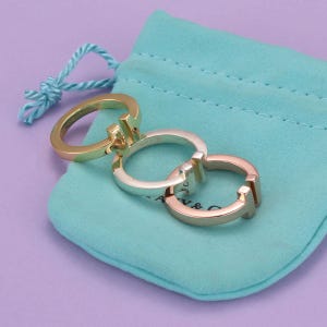 Bague Tiffany, bague simple ouverte double T, bague d'éternité, cadeau d'anniversaire, cadeau d'anniversaire pour elle
