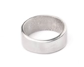 Minimalist Sterling Silver Band, Designer Fingerprint Ring, Personalized Silver Wedding Bands