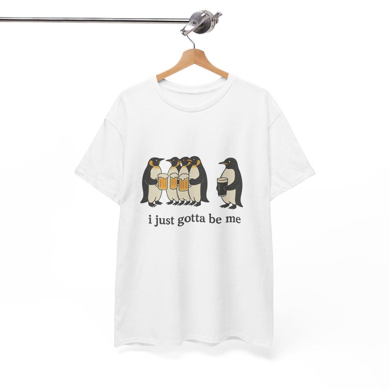 Penguin Guinness Tee - "I Just Gotta Be Me" - Unisex Heavy Cotton T-Shirt image 5