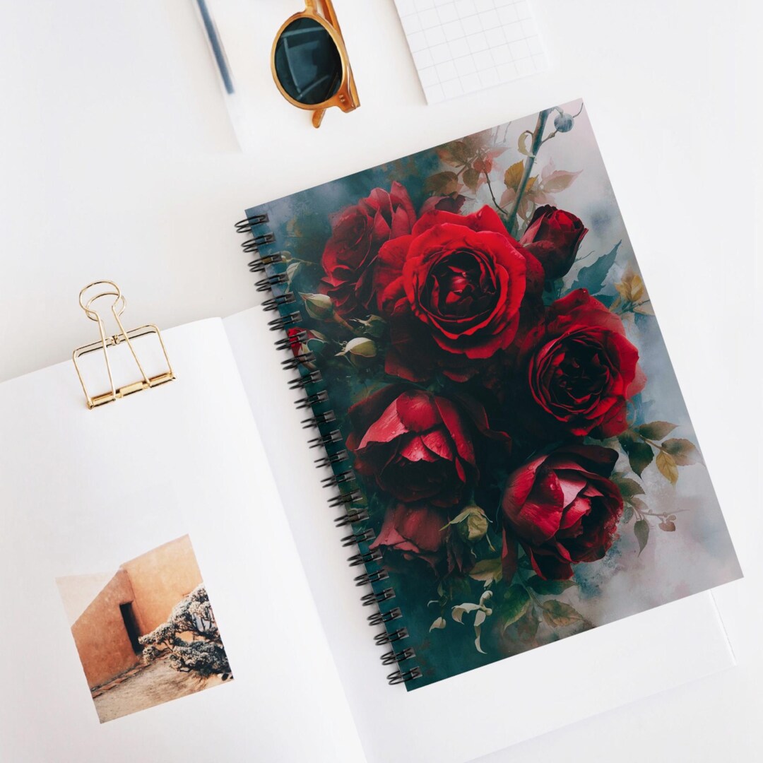 Red Roses Bouquet Spiral Notebook | Ruled Lined Journal - Etsy