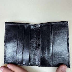 Black handmade leather card holder