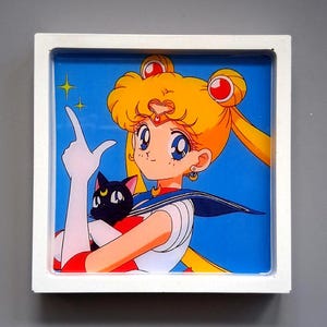 Sailor Moon Coaster - Retro Series Trinket Dish - Crystal Gloss Mini Square Tray - 90s Nostalgia Anime Decor - Eco Resin Gamer Gift
