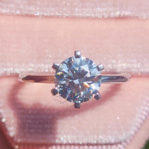 0.84CT Round Brilliant Cut Lab Grown Diamond Solitaire Simple Engagement Ring 14K White Gold Ring Six Prong Set Solitaire Ring Proposal Ring
