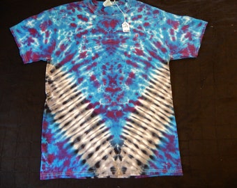 Medium Blues Scrunch with Tire Tracks Tie Dyed 100% Cotton Tee Shirt, TD-109