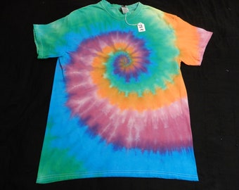 Medium Pastel Rainbow Tie Dyed 100% Cotton Tee Shirt, TD-121