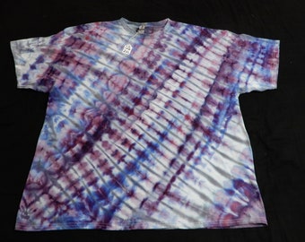 1- 2 X-Large  Purples, Blues, Lavender Pleated Ice Dyed Tie Dyed 100% Cotton Tee Shirt, TD-126