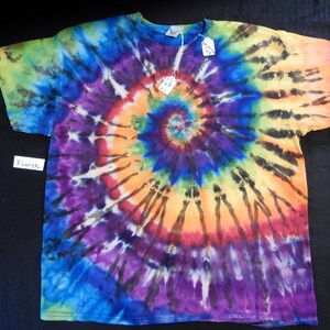X-Large Reverse Dyed, Autumn Spiral Ice Dyed Tie Dyed  100% Cotton Tee Shirt, TD-68