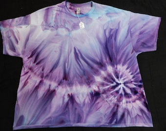 3X-Large  Purples Spiral Gravity Ice Dyed Tie Dyed 100% Cotton Tee Shirt, TD-127