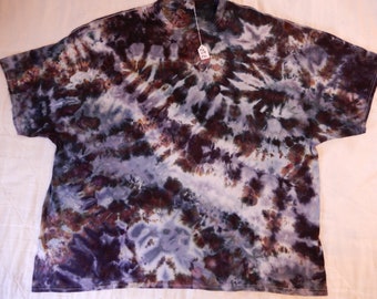 5X-Large Unique Scrunch Gray Splits Ice Dyed Tie Dyed 100% Cotton Tee Shirt, TD-114