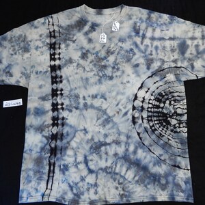 X-Large Reverse Dyed, Greys Side Mandala Ice Dyed Tie Dyed  100% Cotton Tee Shirt, TD-86