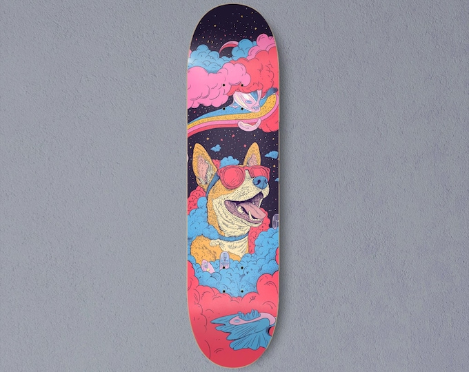 Custom Pet Pop Art Skateboard Deck: Personalized Dog/Cat Portrait, Rideable Wall Art