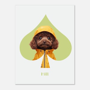Hond of kat Modern aangepast portret Gepersonaliseerde huisdiermuurdecoratie in kleurrijk ontwerp Uniek pokerkaartstijl Cadeau voor huisdierliefhebbers en -eigenaren